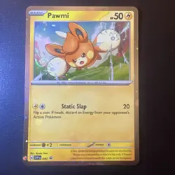 HD Swirl Pokemon Pawmi Black Star Promo SVP 040 Cosmos Holo Promo - NM - Image 1