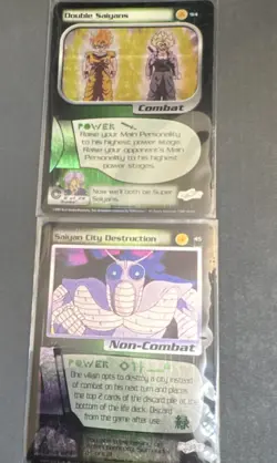 Dragon Ball Z TCG HOLO 2001 2 Card Lot Double Saiyans & Saiyan City Destruction - Image 1