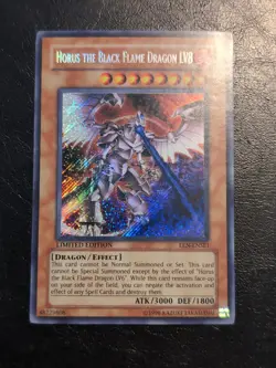 Yu-Gi-Oh! SECRET RARE CARD HORUS THE BLACK FLAME DRAGON LV8 EEN-ENSE1 NM/VLP - Image 1