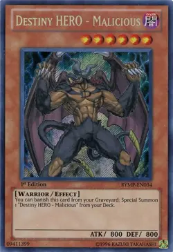 Destiny HERO - Malicious Yu-Gi-Oh! RYMP-EN034 1st Secret Rare - Image 1