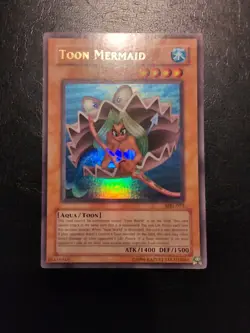 Yu-Gi-Oh! ULTRA RARE HOLO CARD TOON MERMAID MRL-072 VINTAGE PRINT LP - Image 1