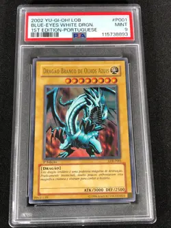 Yugioh Blue Eyes White Dragon LOB-P001 1st PSA 9 Graded 2002 Portuguese LDB-P001 - Image 1