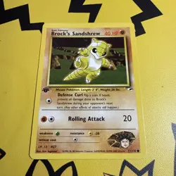 Pokemon 1st Edition Card TCG Gym Heroes LP-NM Brock's Sandshrew 71/132 - Image 1