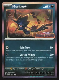 Murkrow - SVP 021 - Paldea Evolved - S&V Black Star Promo - Pokemon Card - LP3 - Image 1