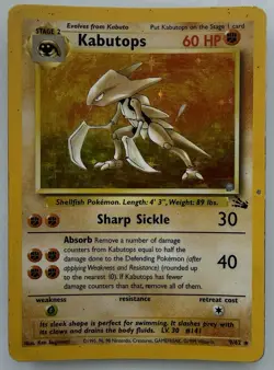 Pokemon TCG Kabutops 9/62 Unlimited Fossil Holo Rare Card Vintage - Image 1