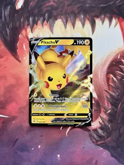 Pikachu V 043/185 Pokemon VIVID VOLTAGE Card Holo Ultra Rare Near Mint ⚡ - Image 2