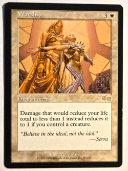 Worship Urza's Saga Magic The Gathering MTG LP/NM - Image 1