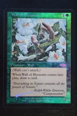 Magic The Gathering MTG WALL OF BLOSSOMS FOIL Friday Night Magic LP Played - Image 1