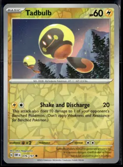 Pokemon TCG | Obsidian Flames | Tadbulb | Reverse Holo | 076/197 | LP - Image 1
