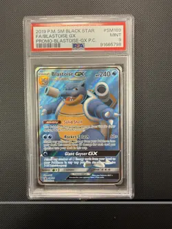 PSA 9 Blastoise GX SM189 Black Star Promo Full Art Pokemon Card - Image 1