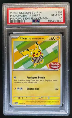 2024 Pokemon Indian Pikachu Batik Shirt Journey Campaign #101 PSA 10 - Image 1