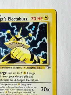 Vintage Pokemon Card WOTC Rare Holo LT. SURGE’S ELECTABUZZ Gym Heroes 6/132 - Image 3