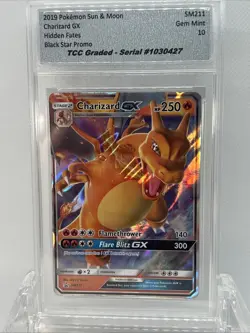 2019 Pokemon Hidden Fates Charizard GX Black Star Promo SM211 TCC Graded Gem 10 - Image 1