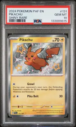 2024 POKEMON PAF EN-PALDEAN FATES SHINY RARE #131 PIKACHU PSA 10 - Image 1