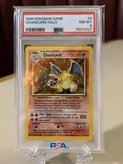 Pokemon TCG Charizard Base Set Holo Unlimited Rare Card 4/102 PSA 8 - Image 1
