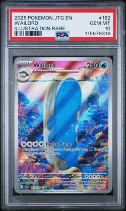 POKEMON 2025 Journey Together Illustration Rare WAILORD 162 PSA 10 TCG JTG EN - Image 3