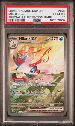 2024 POKEMON SSP EN-SURGING SPARKS SPECIAL ILLUSTRATION RARE MILOTIC EX PSA 10 - Image 1