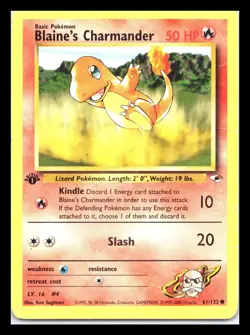 Pokemon TCG Blaine's Charmander 1st Edition Common Card 61/132 Gym Heroes POOR - Image 1