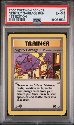 TCG 1999 Pokemon ROCKET Trainer 1ST Edition Card NIGHTLY GARBAGE RUN # 77 PSA 6 - Image 1