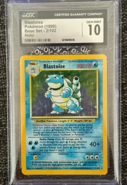 CGC 10 Blastoise 1999 Base Set 2/102 Holo Pokemon Card - Image 1