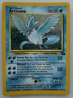 Pokemon TCG Articuno 2/62 Fossil Unlimited Holo Rare Card Vintage MP - Image 1