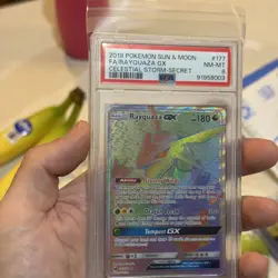 PSA 8 NM-MT Rayquaza GX 177/168 Secret Rare 2018 Celestial Storm Pokemon Card - Image 2