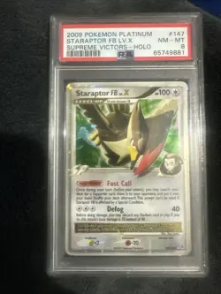 2009 Pokemon TCG Platinum Supreme Victors Staraptor Holo Card LV.X 147/147 PSA 8 - Image 1