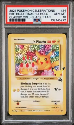 2021 POKEMON CELEBRATIONS CLASSIC COLL #24 BIRTHDAY PIKACHU-HOLO PSA 10 - Image 1