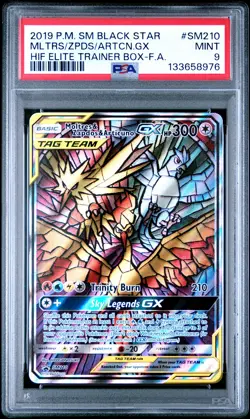 2019 POKEMON SM BLACK STAR PROMO FULL ART/MOLTRES & ZAPDOS & ARTICUNO GX PSA 9 - Image 1
