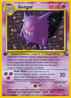 1999 Pokemon TCG Fossil 1st Edition Gengar Holo Rare - Image 1
