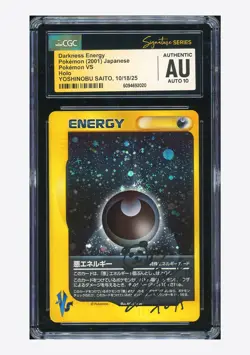 Pokemon CGC AUTH AUTO 10 Darkness Energy Holo Yoshinobu Saito 2001 VS JPN - Image 1