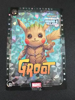 Groot (Pikachu) #E3 - Green Holo - Heros & Villains Flash Edition Pokemon Peru - Image 1