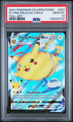 2021 POKEMON CELEBRATIONS #007 FULL ART/FLYING PIKACHU VMAX PSA 10 - Image 1