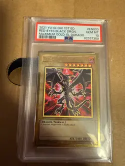 Yugioh PSA 10 GEM MINT Red-Eyes Black Dragon MGED-EN003 Maximum Gold El Dorado - Image 1