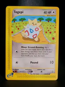Pokemon Card - Togepi Aquapolis 114/147 Non Holo LP 2002 WOTC - Image 1