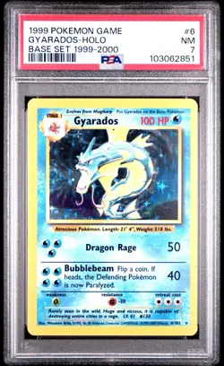 Gyarados Base Set 1999-2000 UK “4th Print” PSA 7 Holo Pokemon Card 6/102 WOTC - Image 1
