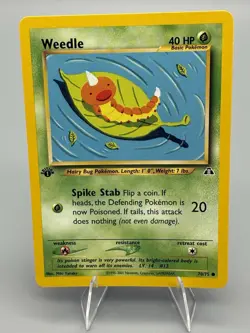 2001 Neo Discovery Weedle 70/75 1st Edition Pokemon Card - Image 1