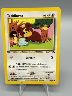 Teddiursa 65/75 Common - 1st Edition Neo Discovery Pokemon Card - LP - Image 1