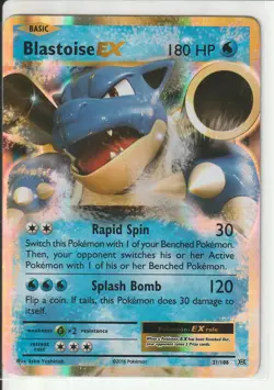 Pokemon TCG Blastoise EX XY Evolutions Holo Rare Card 21/108 LP/MP - Image 1