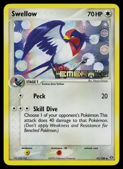 Pokemon Card - Swellow Emerald 41/106 Reverse Holo Stamped - Image 1