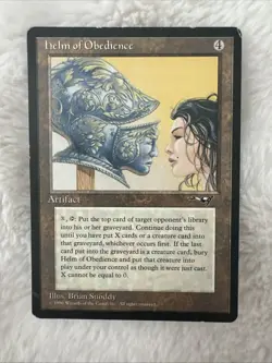 MTG Magic The Gathering Card Helm of Obedience Alliances Regular - Image 1