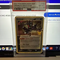 2021 POKEMON BLACK STAR PROMO #SWSH144 GRENINJA GOLD STAR CELEBRATIONS ETB PSA 8 - Image 1