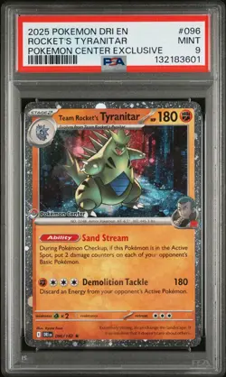 3601 Team Rocket's Tyranitar 2025 Pokemon Destined Rivals Center Promo #96 PSA 9 - Image 1