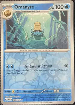 Omanyte 138/165 Sv: Scarlet & Violet 151 Reverse Holo - Pokemon Card - Image 1