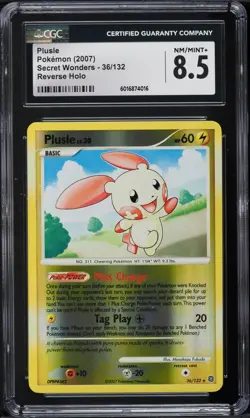 CGC 8.5 Plusle 2007 Secret Wonders 36/132 Reverse Holo Pokemon Card psa - Image 1