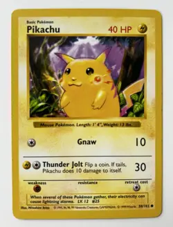 Pikachu Shadowless Red Cheeks 58/102 Base Set Pokemon TCG Card - Image 1