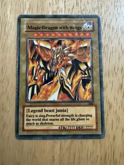 Yu-Gi-Oh! TCG Fake Card Poorly Translated Funny Holo- Magic Dragon With Wings - Image 1