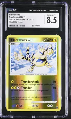 CGC 8.5 Electabuzz 2007 Secret Wonders 87/132 Reverse Holo Pokemon Card - Image 1