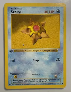 Pokemon TCG Staryu 1st Edition Base Set Shadowless Card 65/102 - Image 1