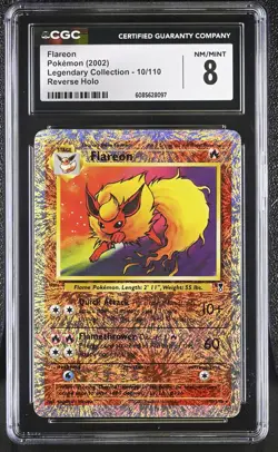CGC 8 Flareon 2002 Legendary (Collection) 10/110 Reverse Holo Pokemon Card - Image 1